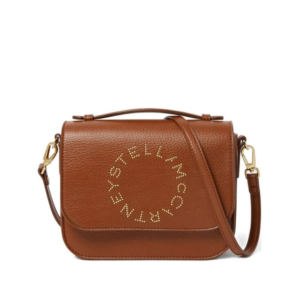 STELLA MCCARTNEY Logo Studded Flap Shoulder Bag Women BROWN Handbags